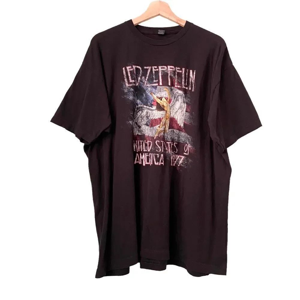 Led Zeppelin US Flag 1977 Tour Metal Rock Official T-Shirt in Size 2XL